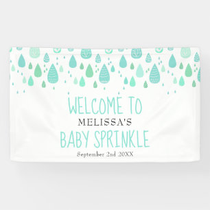 Mooie regendruppels baby sprinkle / shower welkom spandoek