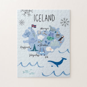 Mooie reiskaart van IJsland Legpuzzel