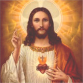 Mooie religieuze afbeelding van het Heilig Hart va Sticker (Voorkant)