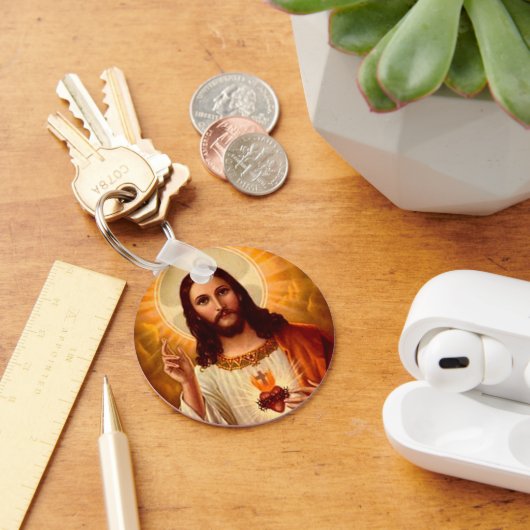 Mooie religieuze Heilige Hart van Jezus afbeelding Sleutelhanger (Bureau)