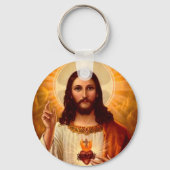 Mooie religieuze Heilige Hart van Jezus afbeelding Sleutelhanger (Achterkant)