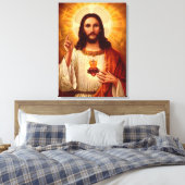 Mooie religieuze heilige hartslag van Jezus afbeel Canvas Afdruk (Insitu (Slaapkamer))