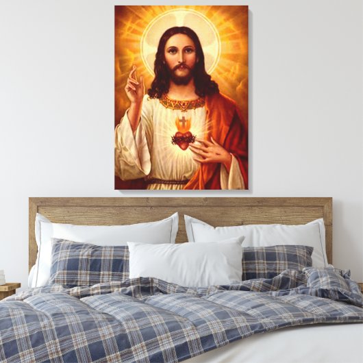 Mooie religieuze heilige hartslag van Jezus afbeel Canvas Afdruk (Insitu (Slaapkamer))