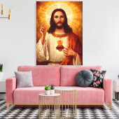 Mooie religieuze heilige hartslag van Jezus afbeel Canvas Afdruk (Insitu (Woonkamer))