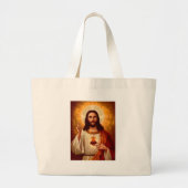 Mooie religieuze heilige hartslag van Jezus afbeel Grote Tote Bag (Voorkant)