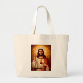 Mooie religieuze heilige hartslag van Jezus afbeel Grote Tote Bag