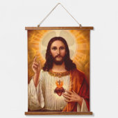 Mooie religieuze heilige hartslag van Jezus afbeel Hangend Wandkleed (Voorkant)