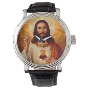 Mooie religieuze heilige hartslag van Jezus afbeel Horloge