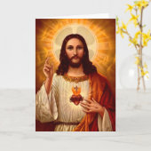 Mooie religieuze heilige hartslag van Jezus afbeel Kaart (Gele Bloem)