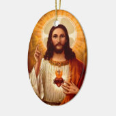Mooie religieuze heilige hartslag van Jezus afbeel Keramisch Ornament (Links)