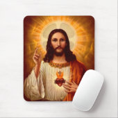 Mooie religieuze heilige hartslag van Jezus afbeel Muismat (Met muis)