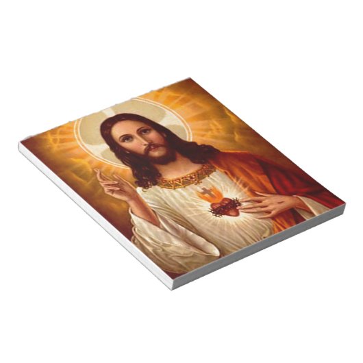 Mooie religieuze heilige hartslag van Jezus afbeel Notitieblok (Schuin)