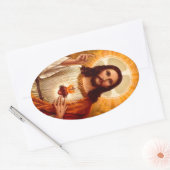 Mooie religieuze heilige hartslag van Jezus afbeel Ovale Sticker (Envelop)
