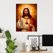 Mooie religieuze heilige hartslag van Jezus afbeel Poster (Thuiskantoor)