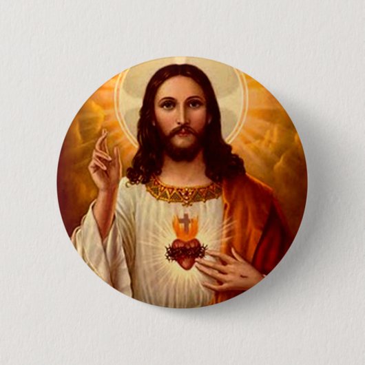 Mooie religieuze heilige hartslag van Jezus afbeel Ronde Button 5,7 Cm (Voorkant)