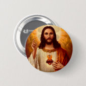 Mooie religieuze heilige hartslag van Jezus afbeel Ronde Button 5,7 Cm (Voorkant /achterkant)