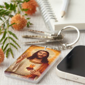 Mooie religieuze heilige hartslag van Jezus afbeel Sleutelhanger (Voorkant Rechts)