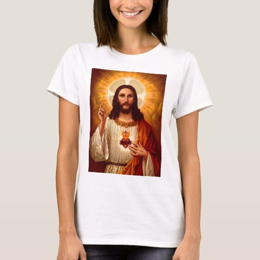 Mooie religieuze heilige hartslag van Jezus afbeel T-shirt (Voorkant)