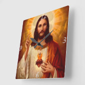 Mooie religieuze heilige hartslag van Jezus afbeel Vierkante Klok (Hoek)
