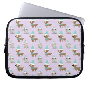 Mooie Rendier- en Konijn Kerst Kunstpatroon Laptop Sleeve