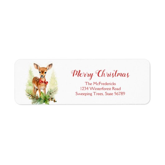 Mooie Rendier Kerst Retouradreslabels Etiket (Voorkant)