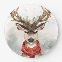Mooie Rendier Kerst Ronde Wandklok