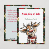 Mooie rendier kerst wens rode retro kerstkaart (Voorkant / Achterkant)