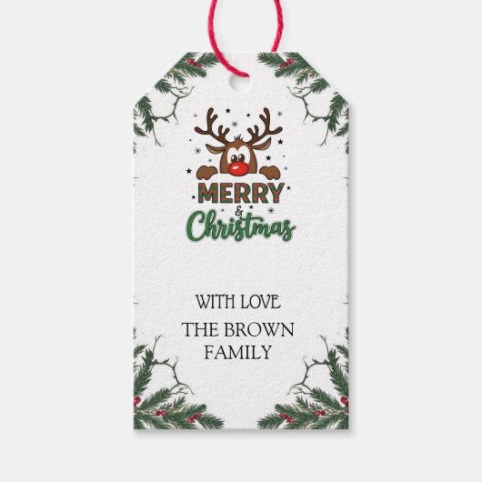 Mooie rendier kerstcadeautag Gepersonaliseerde tag Cadeaulabel (Voorkant)