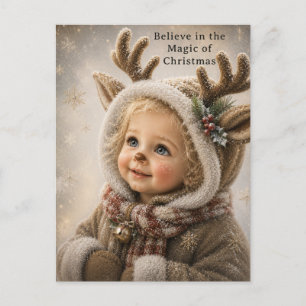 Mooie rendier kinder kerstgroetkaart feestdagenkaart