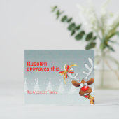 Mooie rendier Rudolph kerstwensen briefkaart (Staand voorkant)