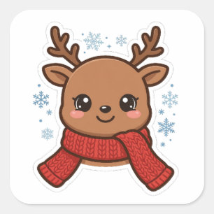 Mooie Rendier Sjaal Kerst Sticker