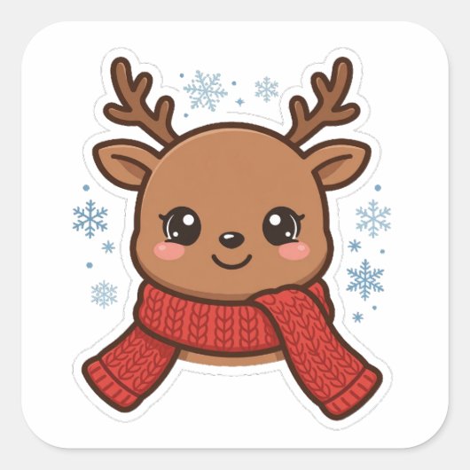 Mooie Rendier Sjaal Kerst Sticker (Voorkant)