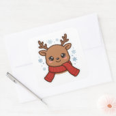 Mooie Rendier Sjaal Kerst Sticker (Envelop)