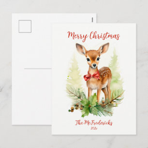 Mooie rendier vintage kerstkaart feestdagenkaart