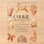 Mooie rendiercookie-versierfeestje acryl uitnodigingen (Voorkant)