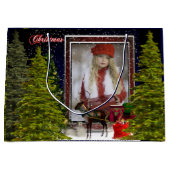 Mooie rendieren, slee en evergreens kerst groot cadeauzakje (Voorkant)