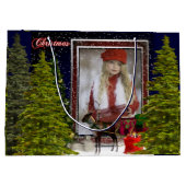 Mooie rendieren, slee en evergreens kerst groot cadeauzakje (Achterkant)