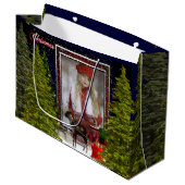 Mooie rendieren, slee en evergreens kerst groot cadeauzakje (Voorkant Gekanteld)