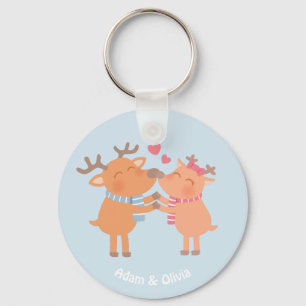 Mooie rendierliefde Neusknuffel Sleutelhanger