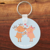 Mooie rendierliefde Neusknuffel Sleutelhanger (Voorkant)