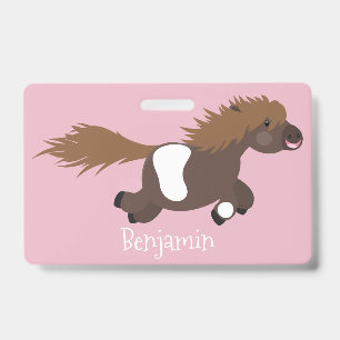 Mooie rennende Shetland pony cartoonillustratie Badge