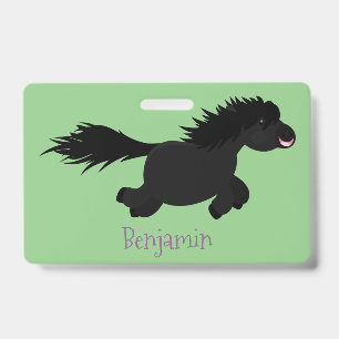Mooie rennende Shetland pony cartoonillustratie Badge