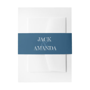 Mooie Reto Classic Blue Wedding buik bands Uitnodigingen Wikkel
