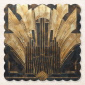 Mooie retro art deco zwart goud elegant kartonnen onderzetters (Voorkant)
