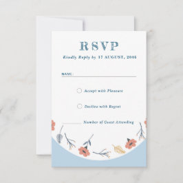 Mooie Retro Baby Blue Wedding RSVP Kaarten