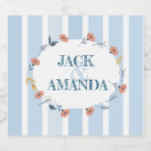 Mooie retro blauwe bruiloft wijn fles label sparkling wijnetiket (Enkel label)