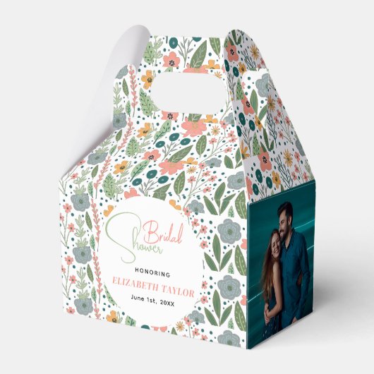 Mooie Retro Bloem Bruiloft Feest Bedankdoosjes (Achterkant)