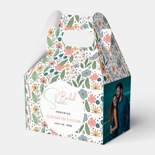 Mooie Retro Bloem Bruiloft Feest  Bedankdoosjes (Voorkant Zijde)