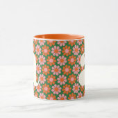 Mooie Retro Bloemen Groene Roze Monogram Aangepast Mok (Midden)