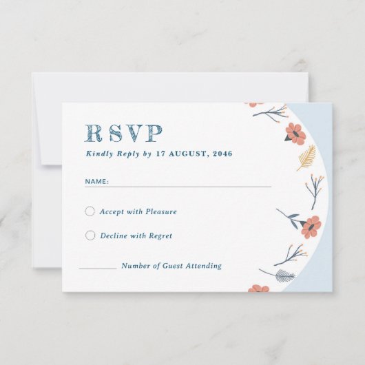 Mooie Retro Bloemen Huwelijk RSVP Kaarten (Voorkant)